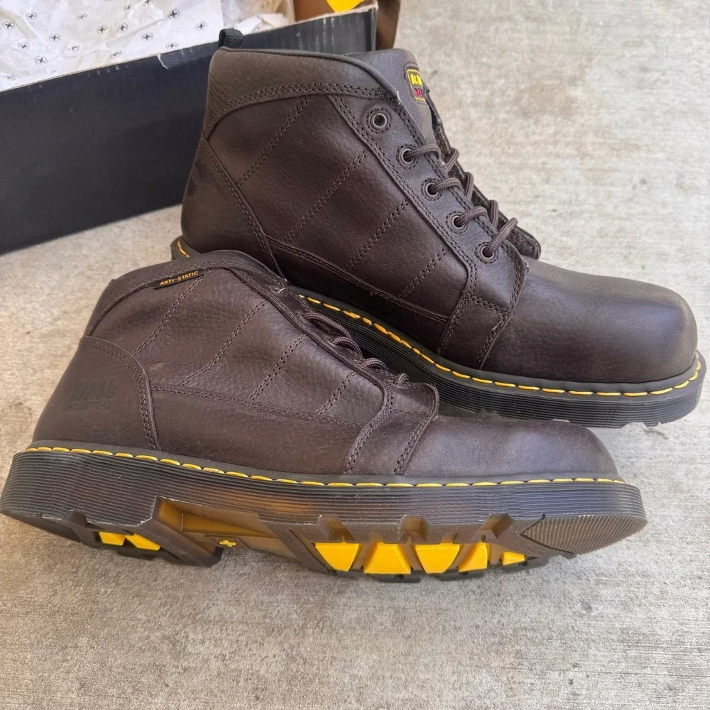 Dr. Martens Reactor Industrial Bear Work Boots Bark Brown‎ 12754201 Mens 14 NEW